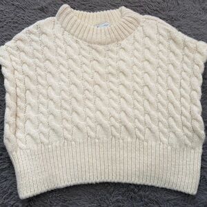Zara Cable Knit Cream Cropped Sweater Vest Size Small NWOT